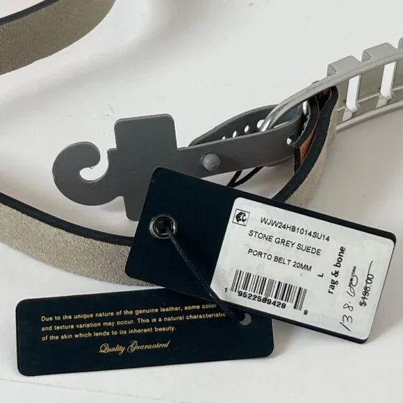 Rag & Bone Belt Porto Greige Suede Gray Size Large - enr85.fr display picture 3